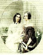 maria rohl drottning josefinf till vanster btillsammans med sin svagerska prinsessan eugenie France oil painting reproduction